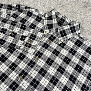 Brooks Brothers Madison Shirt L Black White Plaid Supima Cotton Button‎ Down